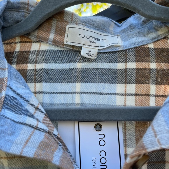 NO COMMENT Oversized Boyfriend Shacket Flannel - Picture 4 of 5